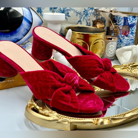 🆕 LOEFFLER RANDALL 🧿 NWOB Celeste Knotted Velvet Block Mid Heel Slide, Sz 7 - Picture 12 of 14